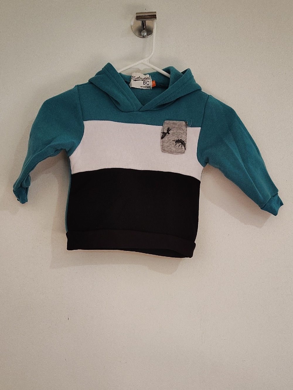 BC Kids Teal, White & Black Hooded Colorblock Sweatshirt